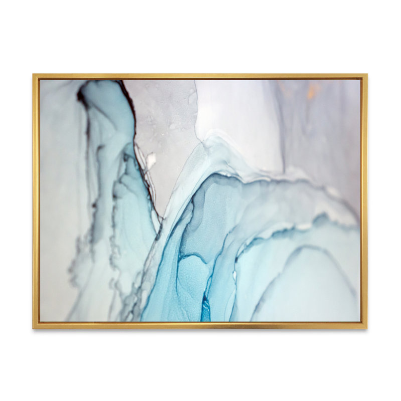 Marbre vert et gris, reproduction d'art sur toile flottante, H 16 po x l 32 po x P 1 po, Cadre flottant doré