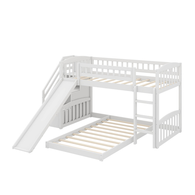 Thrilling Twin Over Twin Bunk Bed Equipped With A Fun Slide