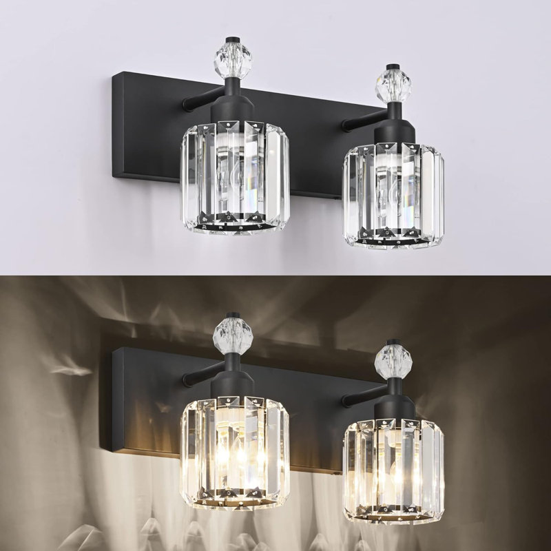 Luminaire de meuble-lavabo moderne en cristal chromé avec finition cristal K9 et chrome lustré, applique murale étanche pour éclairage en miroir, homologué UL