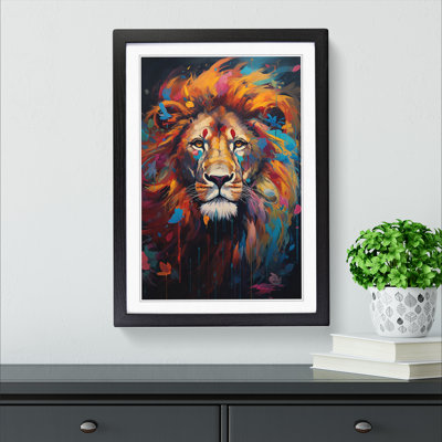 Lion Informel - Single Picture Frame Print on Wood
