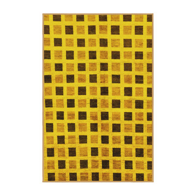 Tapis abstrait jaune lavable à la machine Abstract 268