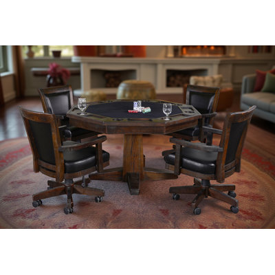 Eric 53'' 8 - Player Mahogany Reversible Poker Table with Chairs