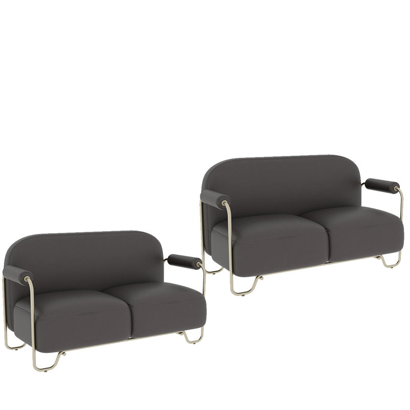 Ensemble de 2 bancs rembourrés en similicuir, Café