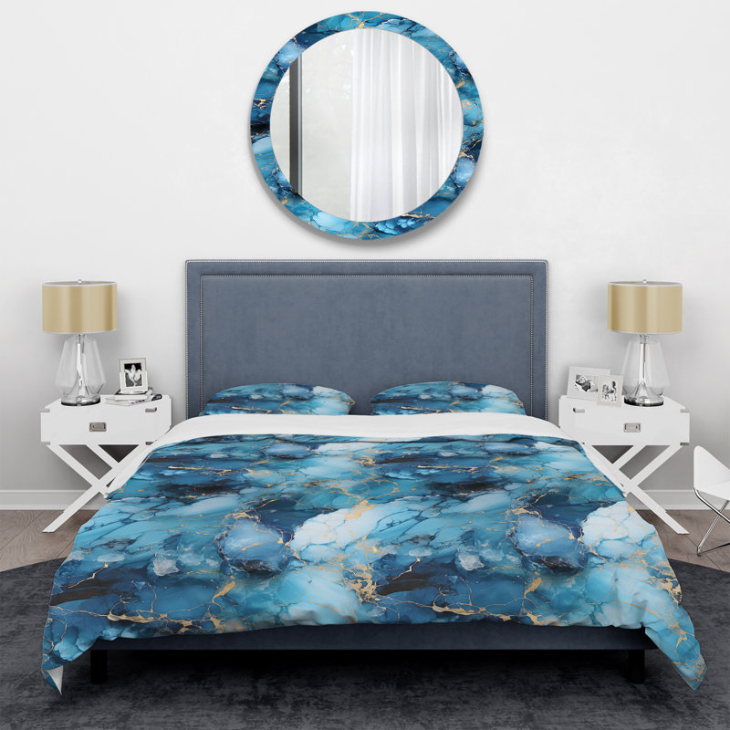 Ensemble de housse de couette en marbre - Coastal Blue Elegant Marble Shore I