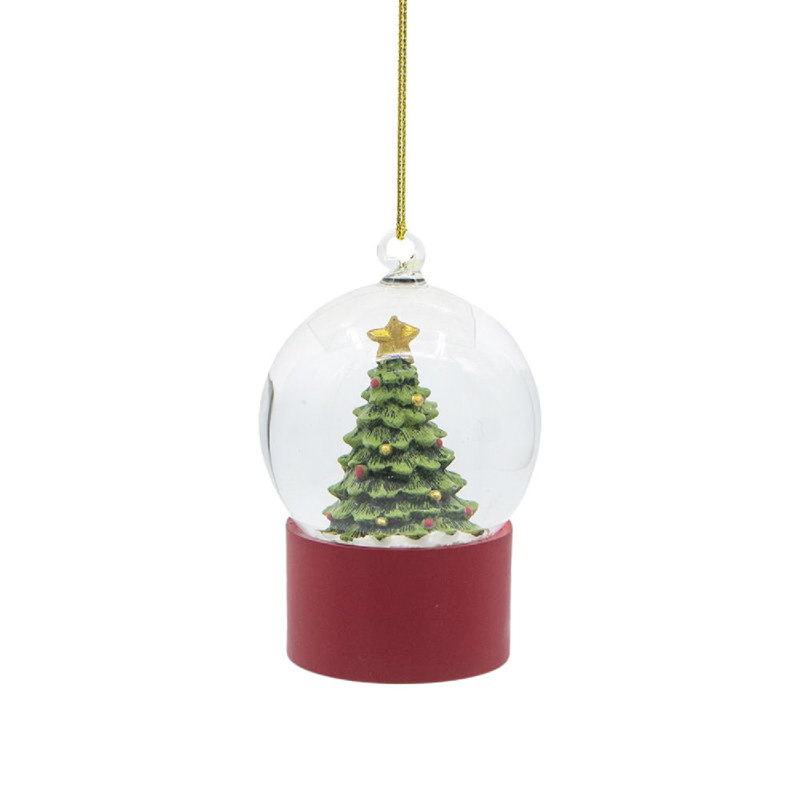 Red Resin and Glass Christmas Tree Water Globes Set of 6