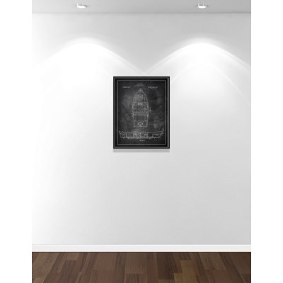 «Boat 1 Blueprint - Black - Floater Frame», impression sur toile