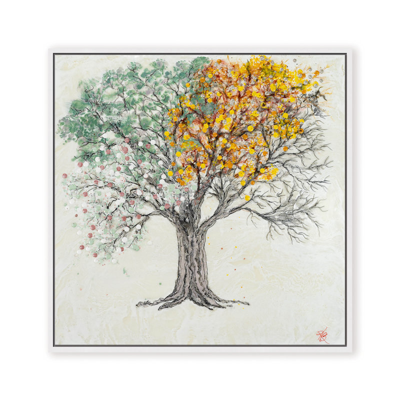 Nature Inspired "Changing Seasons" Canvas Wall Art By , 12" H x 12" W, Framed Canvas, Brown