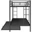 Lit simple superposé au-dessus d'un lit gigogne, structure en métal noir, lit gigogne polyvalent relaxant noir, repos pratique-165283473