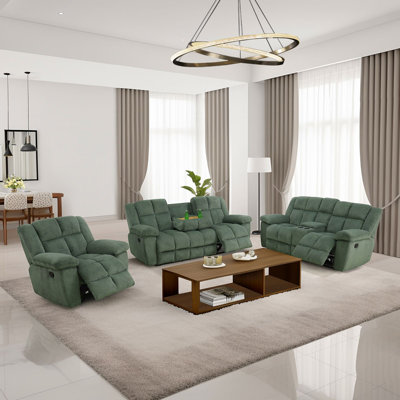Mukaram- Corduroy 3-Piece Living Room Sofa Set by Hokku Designs