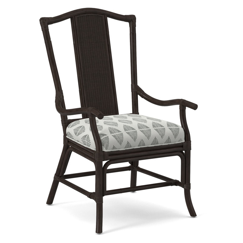 Drury Lane Slat Back Dining Arm Chair, Java, Stone Crypton Performance; 0884-83