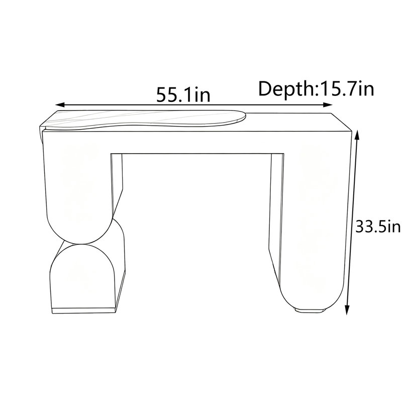 Console Mid-Century, 33.5" H x 55.1" W x 15.7" D