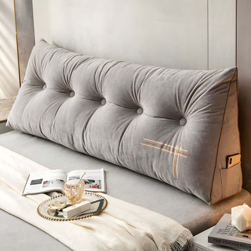 Headboard Pillows Wedge Body Pillow, Gray, 20"H x 78.7"W