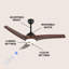 Ventilateur de plafond à 52 pales 52 po avec télécommande et ensemble d'éclairage inclus Clorice-545151791