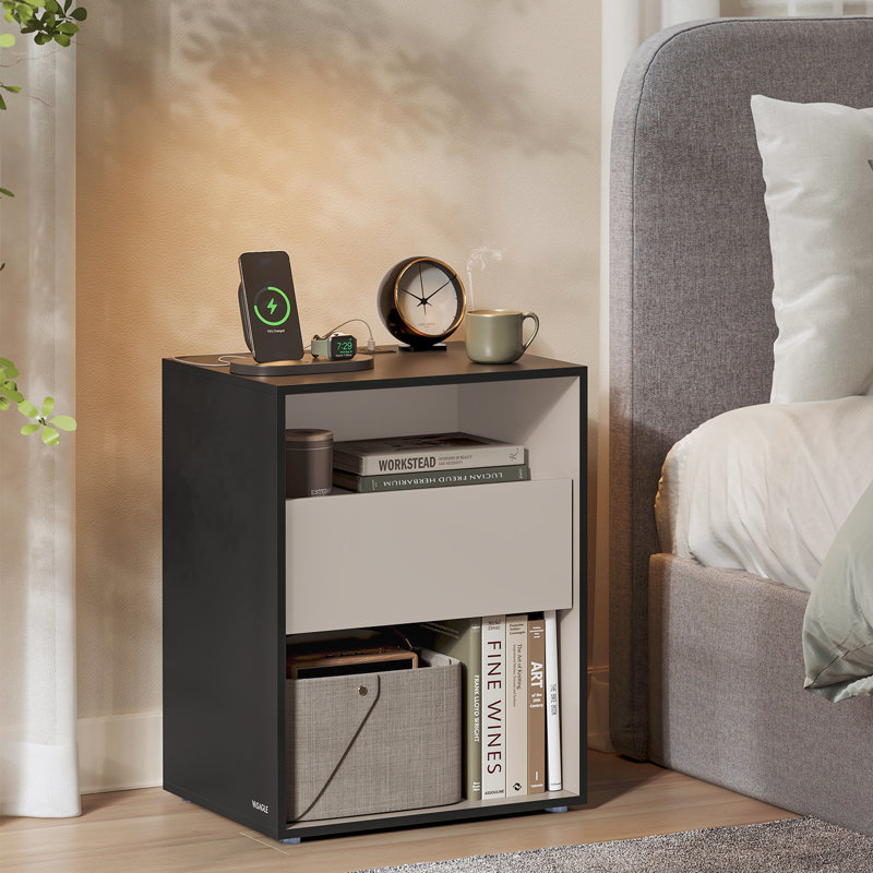 Walery 22.9" H 1-Drawer Nightstand, Black