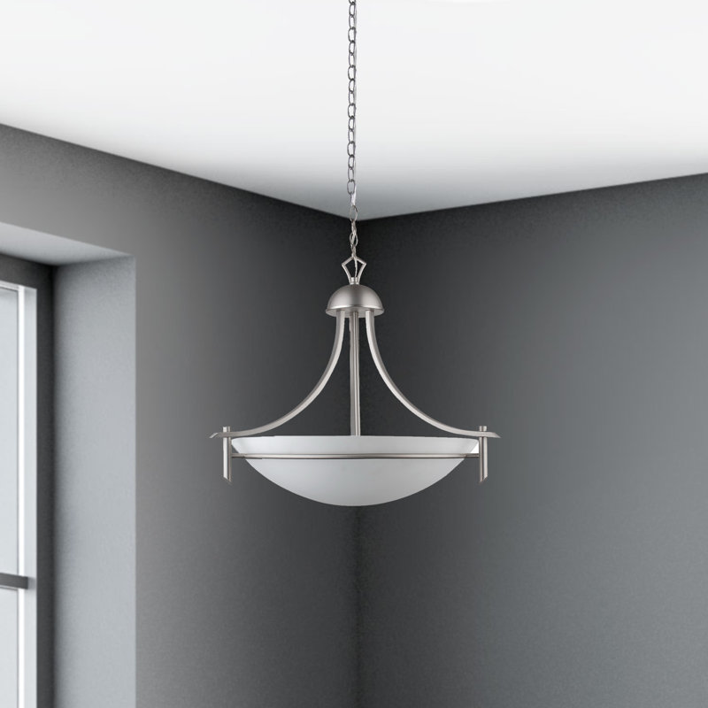 Lustre bol en acier satiné Allexis, H 20 po x l 18 po x P 18 po