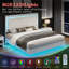Tryston Floating King Bed with LED Light, White-1720832467-1720832470