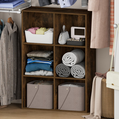 Organisateur de rangement et rangement Furinno REED, organisateur de garde-robe à 6 cubes, rangement pour placard avec tablettes ouvertes, pour placard, salle d'étude, couloir, pin ambré