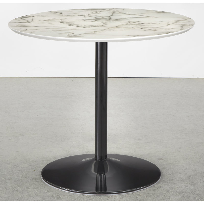 Table de salle à manger Walborn, Noir, Imitation marbre