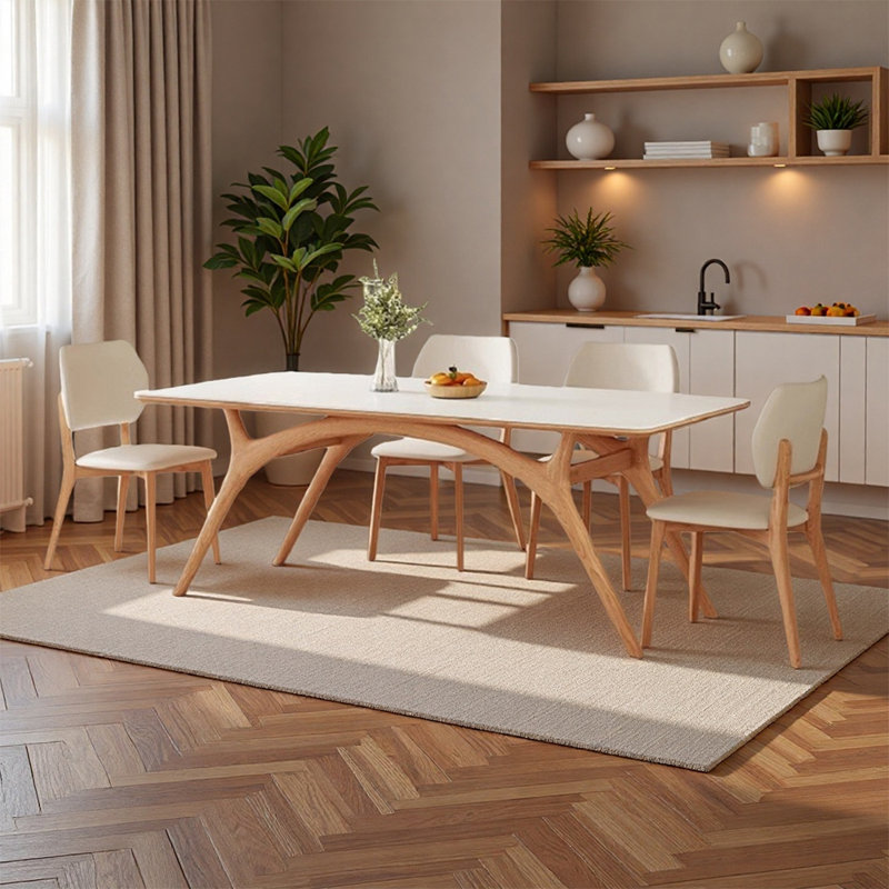 Simple Rectangular Sintered Stone Dining Table Set