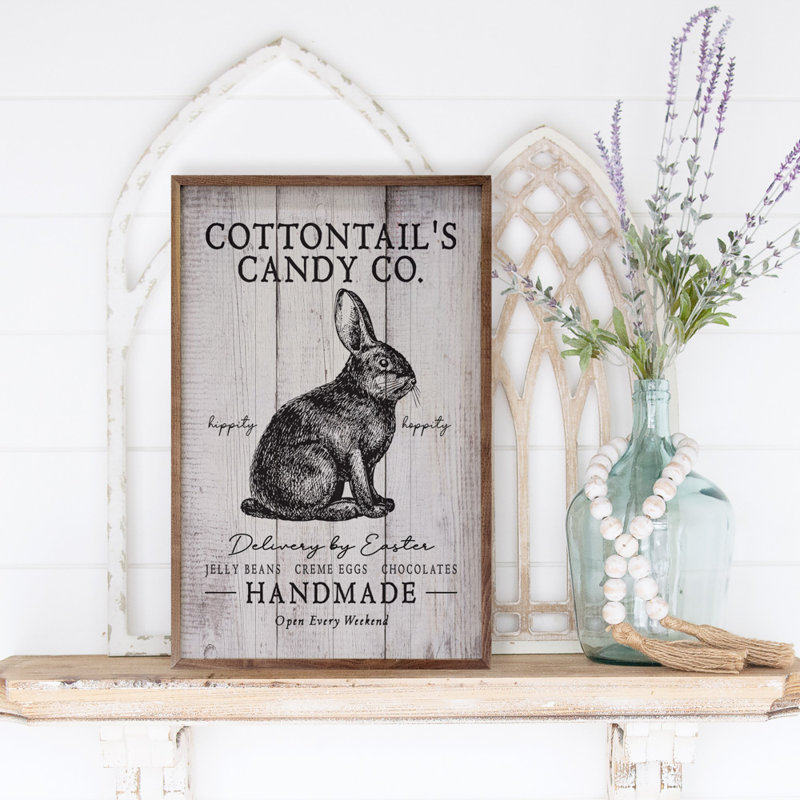 Cottontails Candy Co Bunny Whitewash, H 24 po x l 16 po x P 1 po