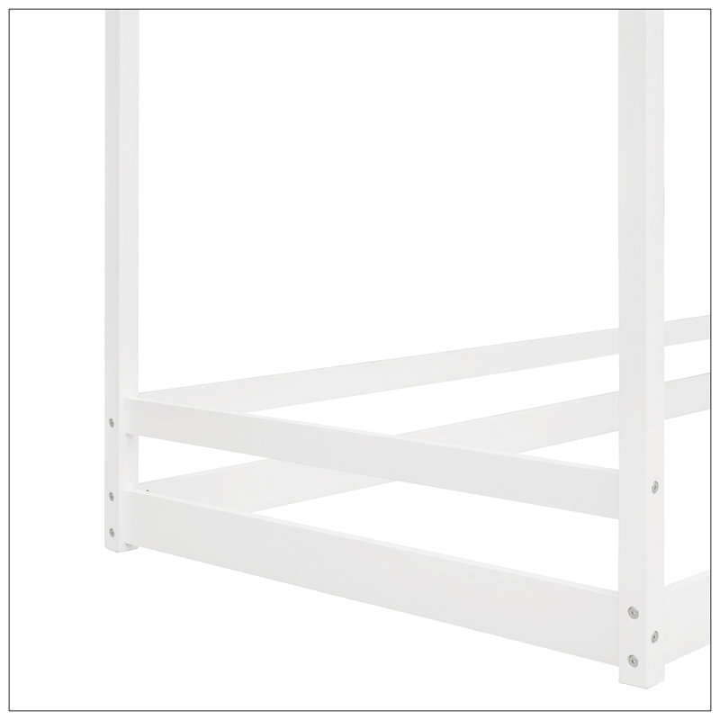Lit plateforme House, deux lits partagés, Lit simple, Blanc