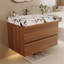 Meuble-lavabo flottant moderne 29,9 po avec comptoir en faux marbre et lavabo encastré en céramique, fixation murale pour petites salles de bain et appartements