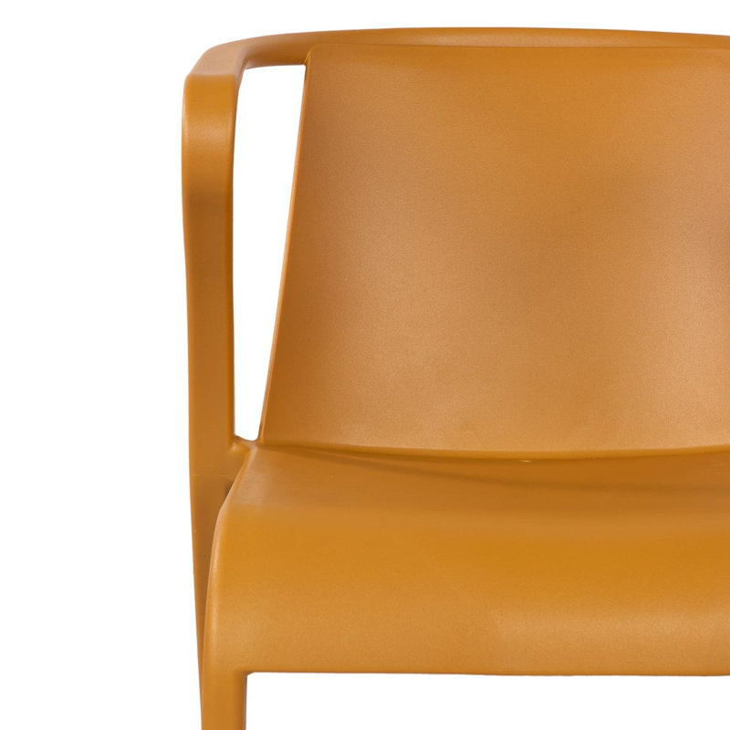 Horka Stacking Patio Dining Armchair with Cushion, Mustard