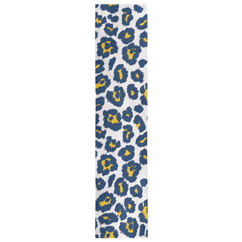 Chemin de table à imprimé animal, 90 po x 16 po, Blanc / Bleu / Jaune