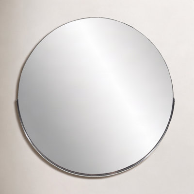 Ames Round Stainless Steel Beveled Mirror