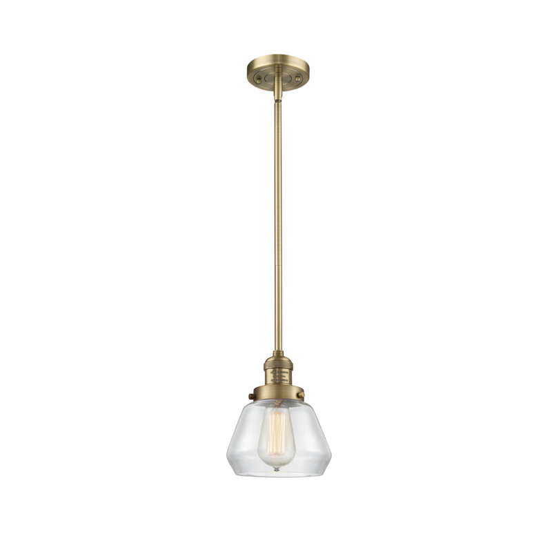 Chill 1 - Light Single Pendant, Brushed Brass, Clear, 9" x 7" x 7"