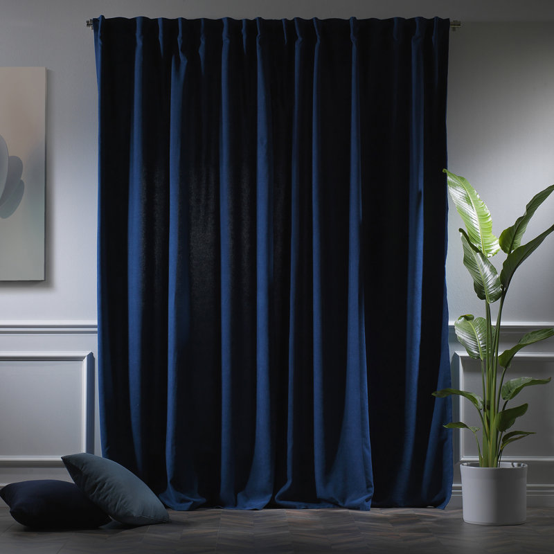 Très grand panneau décoratif simple sur mesure extra large x très long, L 52 po x L 204 po, Bleu marine