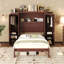 Lit escamotable double, lit escamotable double en bois avec 2 garde-robes et tablette de rangement, cadre de lit plateforme pliable multifonctionnel pour chambre d'amis, chambre à coucher-1152851567-1152851568