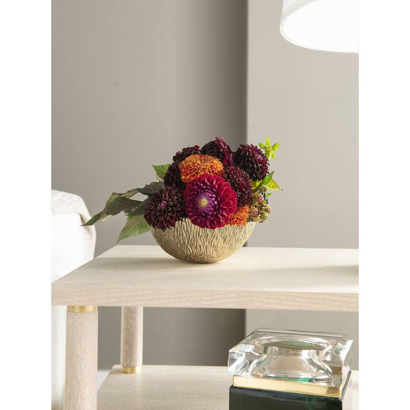 Coral Metal Decorative Bowl, 3" H x 6.5" W x 6.5" D