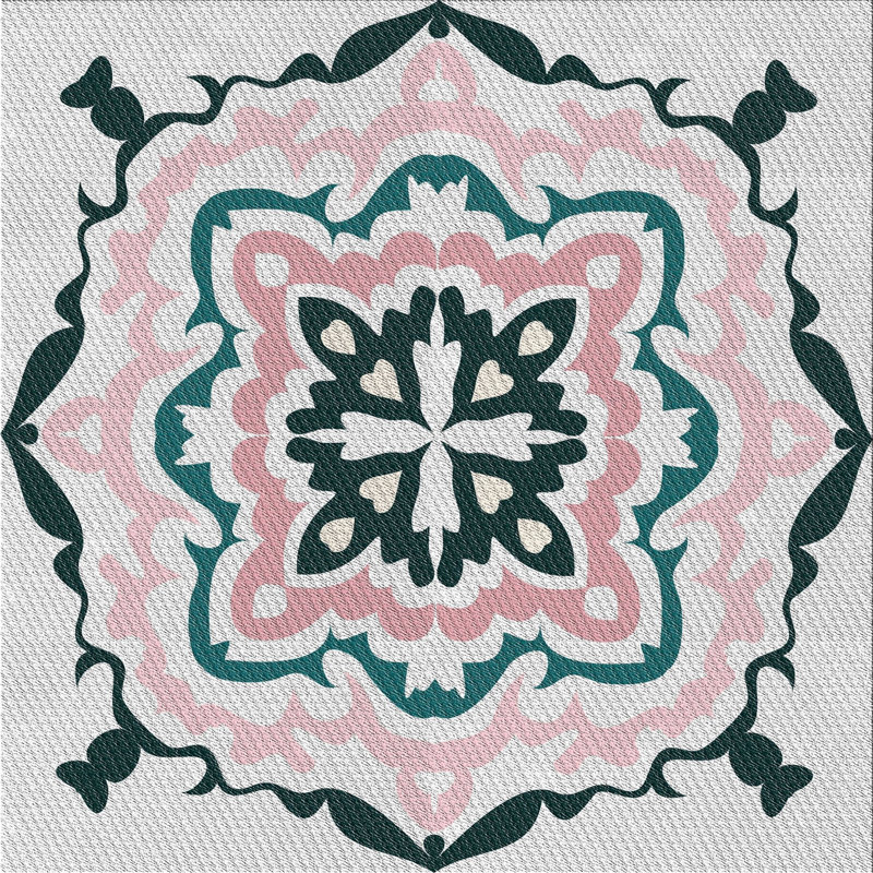 Damask Indoor Rug, Square 4'