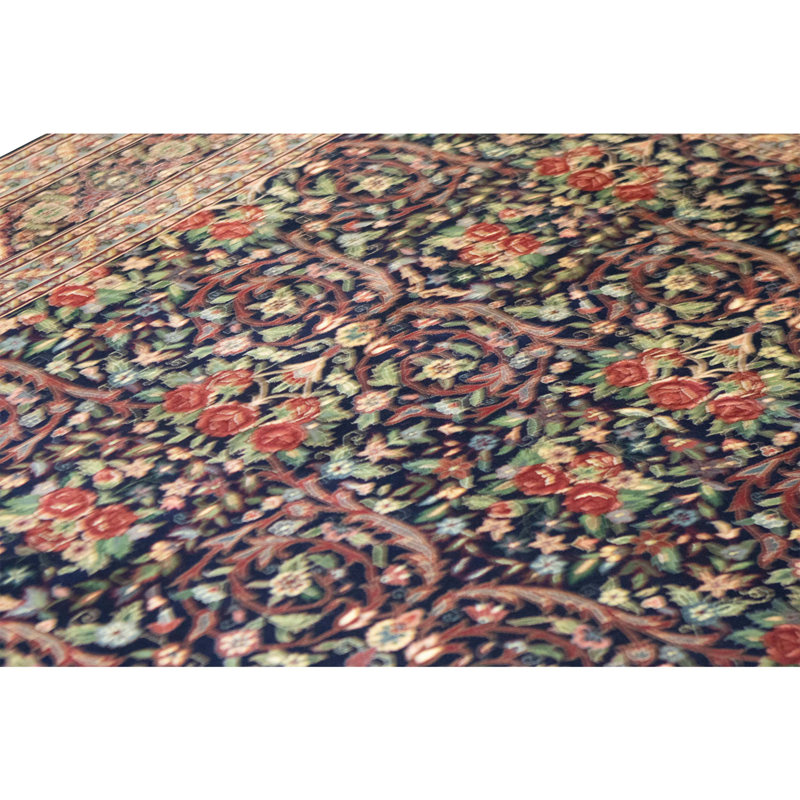 Hand Knotted Wool Area Rug in Navy