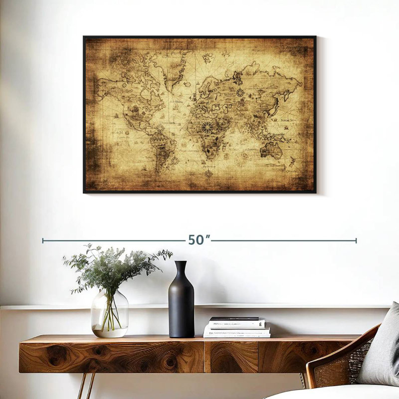 Carte du monde antique d'Aliaz, H 25 po x l 37 po