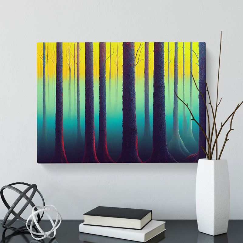 Neon Summer Forest - Wrapped Canvas, 50cm H x 76cm W x 3cm D