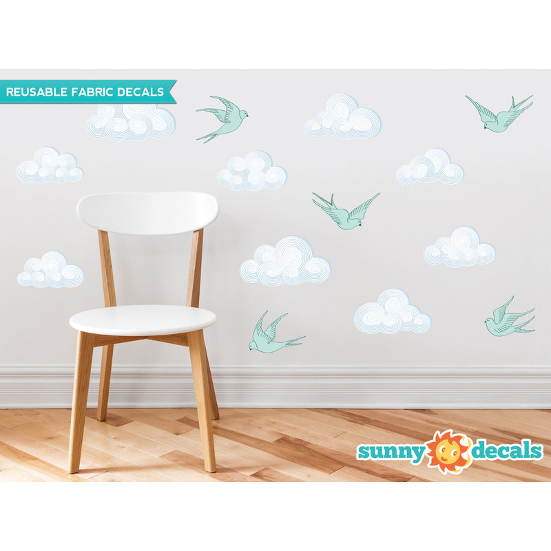 Décalcomanie murale moderne cloud, Aigue-marine