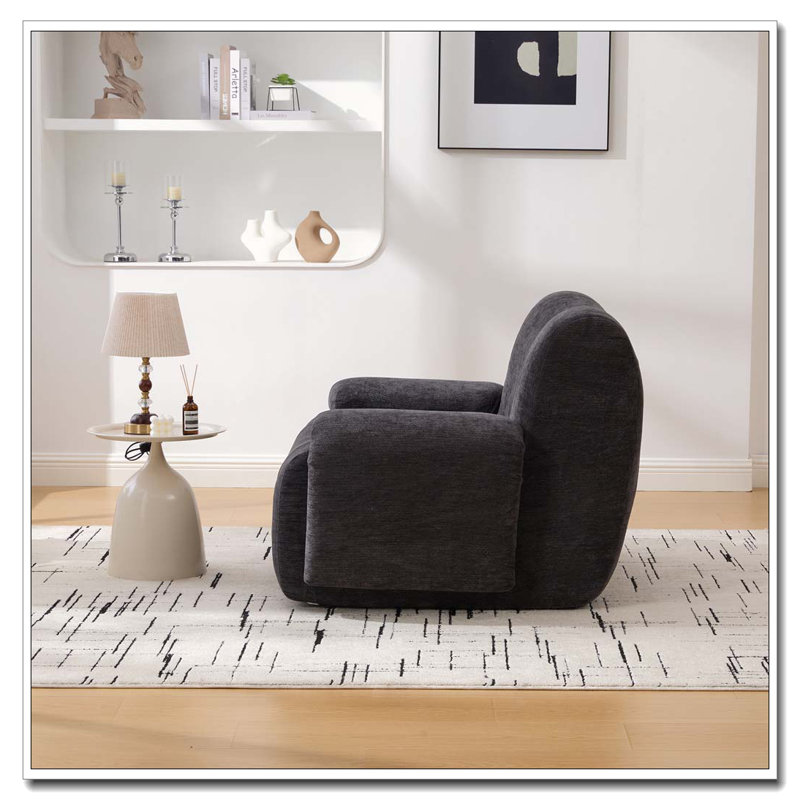 Chaise d'appoint moderne rembourrée, Noir