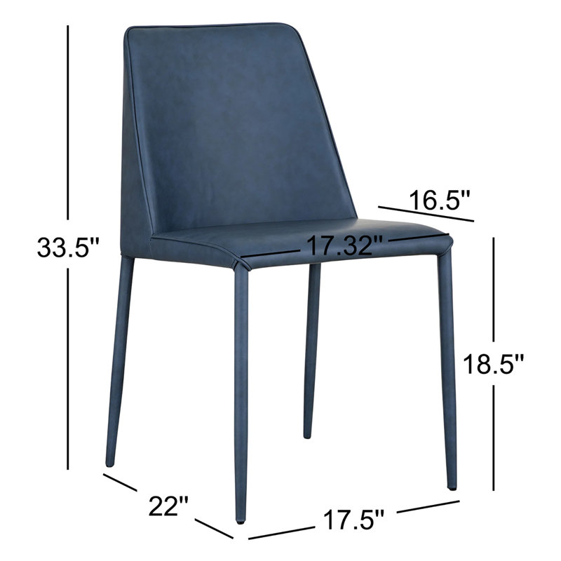 Nora Upholstered Dining Chair, Blue Faux Leather