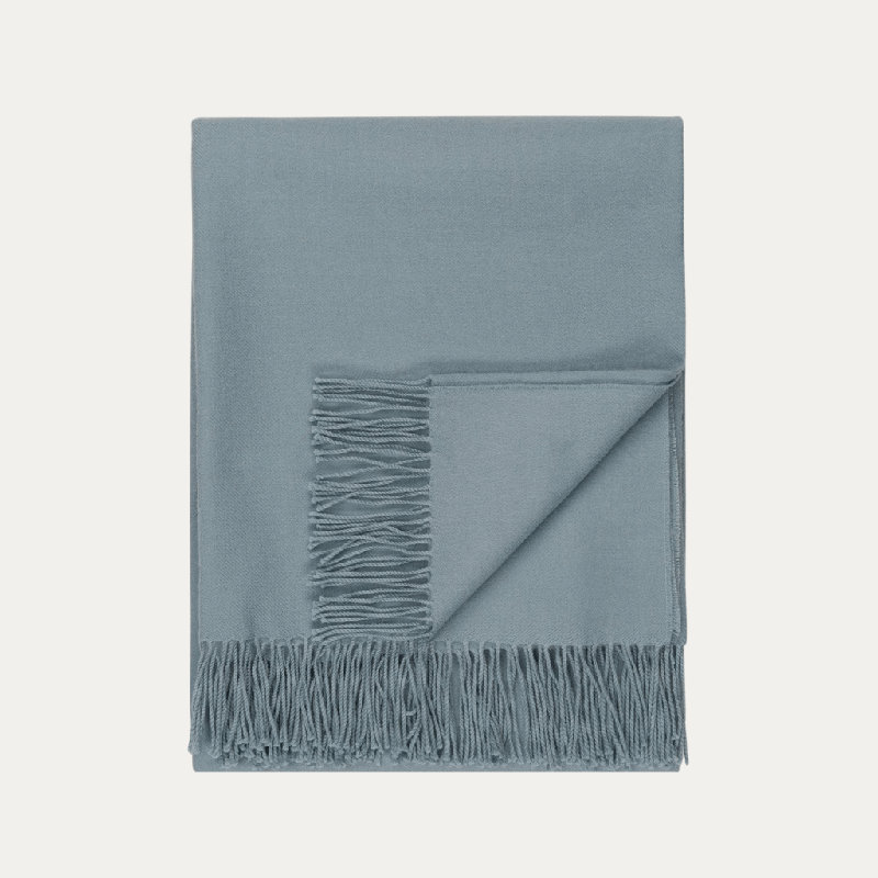 Madison Woven Baby Alpaca Throw Blanket, Powder Blue