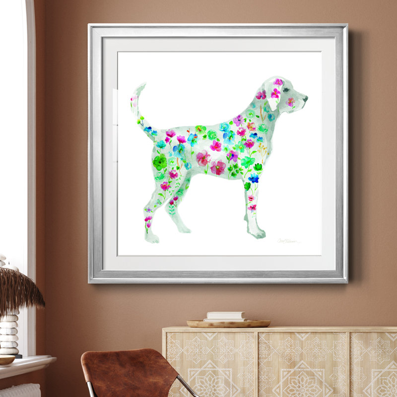 Tapisserie Labrador - peinture encadrée, Papier avec cadre argenté, H 30,5 po x l 30,5 po x P 1,5 po