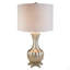 Lampe de table haute en polyrésine 30 po avec finition argentée, design royal, abat-jour en lin blanc