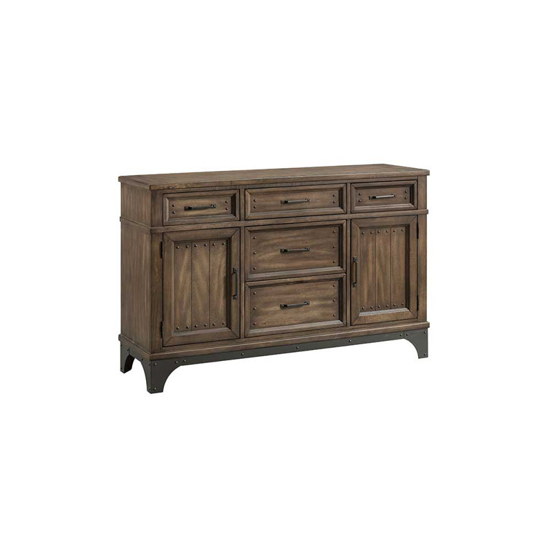 Keshan Whiskey River Sideboard with 2 Doors and 5 Drawers, Gun Powder Gray