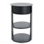 Table d'appoint ronde d'intérieur en métal à 3 niveaux avec armoire à porte coulissante - Noir mat-478872455