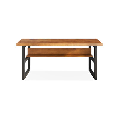 Brown + Black Rectangular Solid Wood desk
