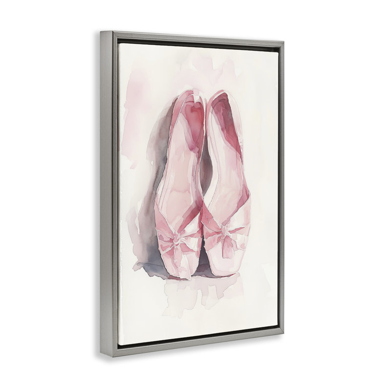 Cadre flottant de chaussons de ballet Soft Blush, design par Ray Powers, H 31 po x l 21 po, Cadre flottant gris lustré
