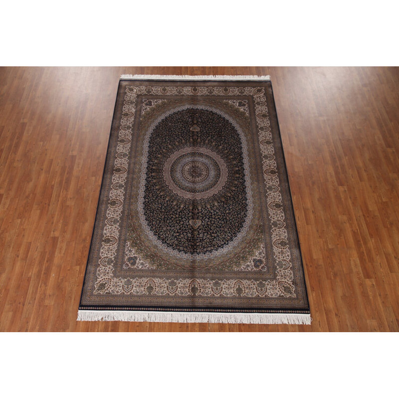 Tapis floral bleu 7 x 7