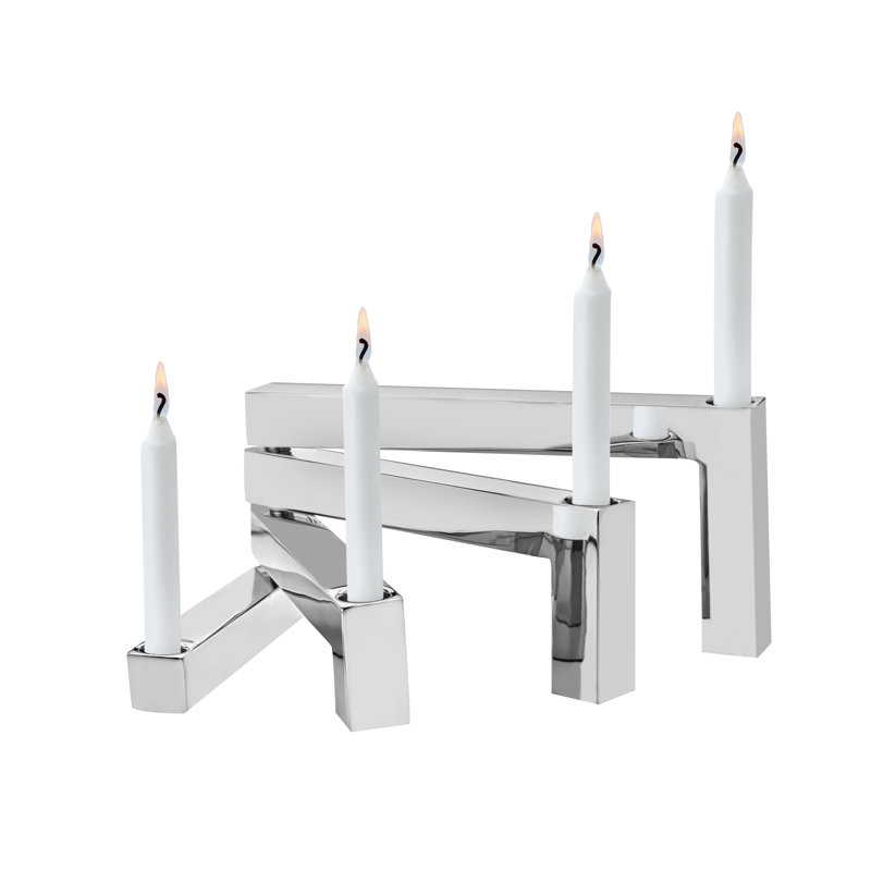 Porte-bougie emboîtable raffiné, Argent