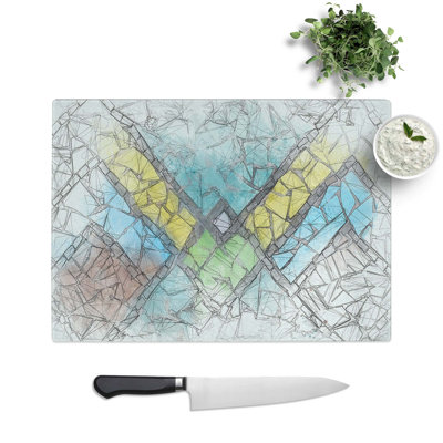 Glass Geometric Mosaic in Abstract Chopping Board